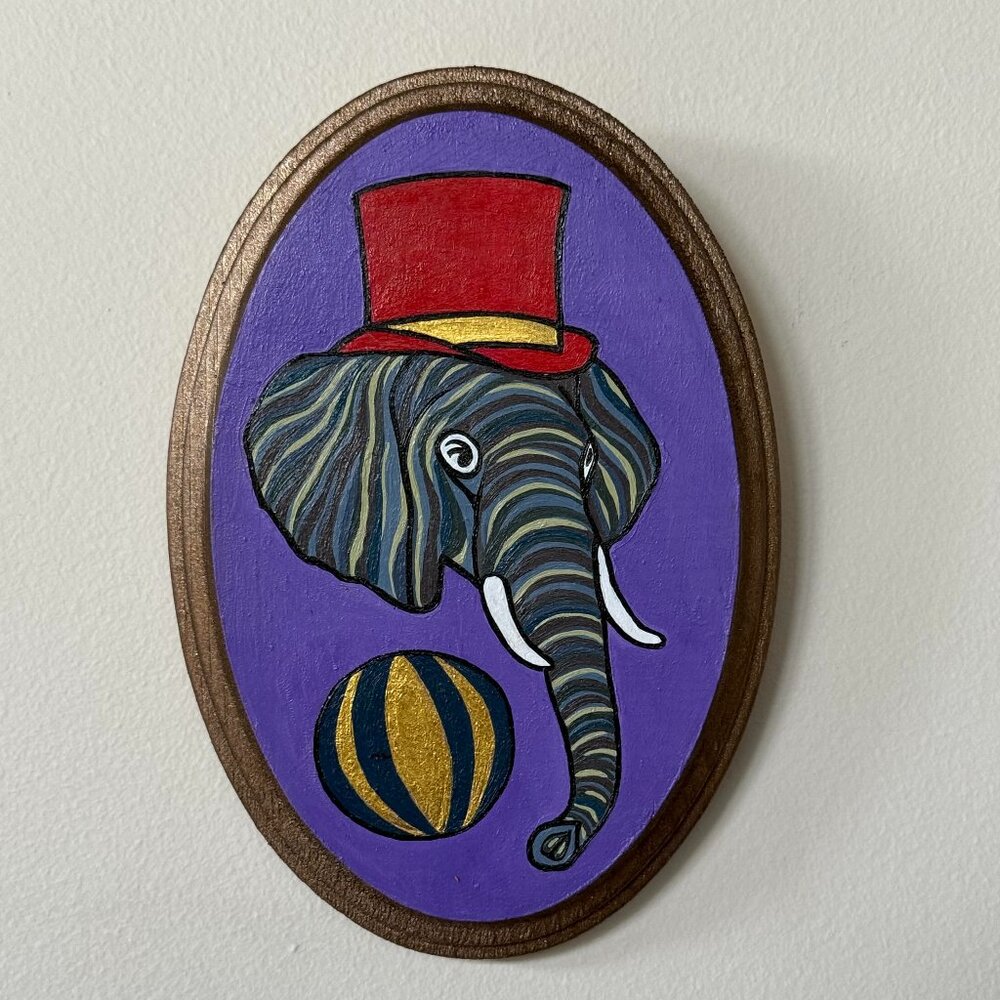 Hand-painted Elephant Circus Wooden Wall Decor